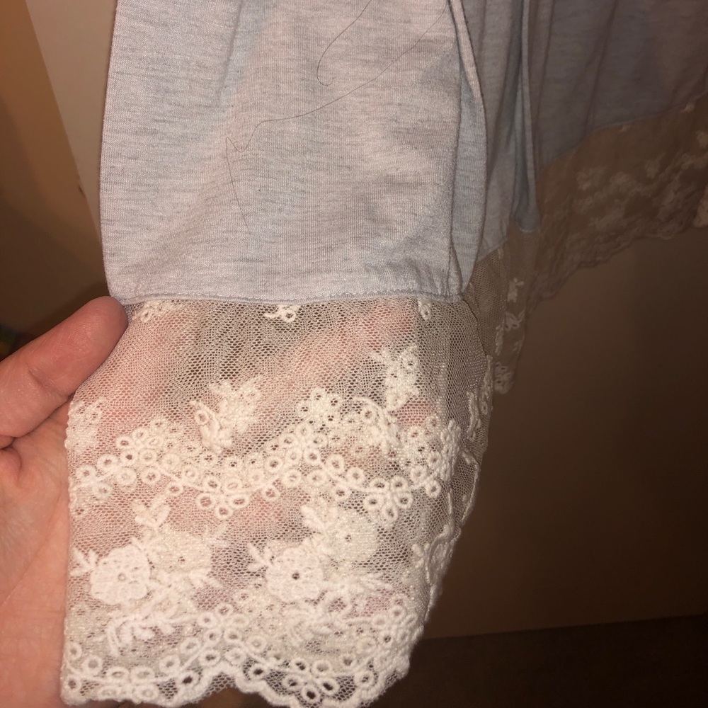 Light blue tank with lace bottom